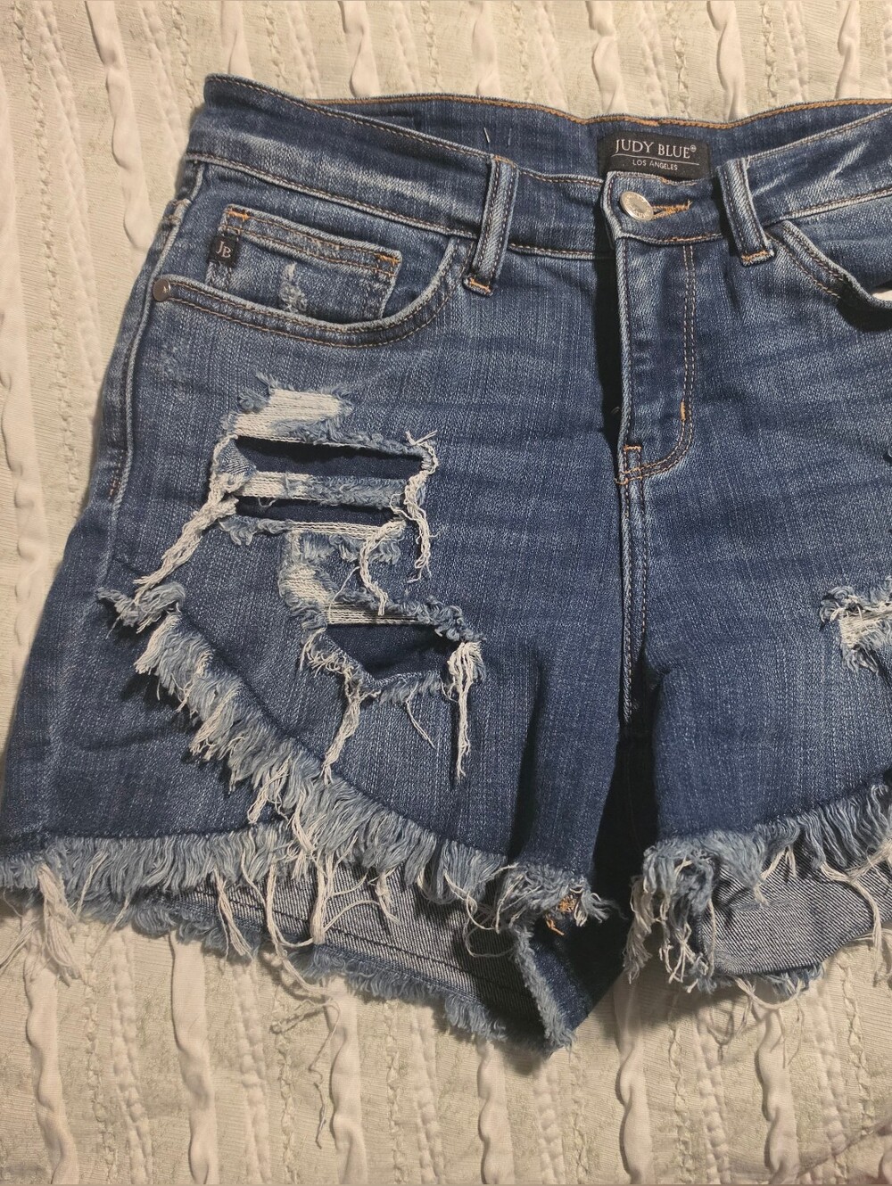 Distressed Tulip Hem Denim Women's Shorts